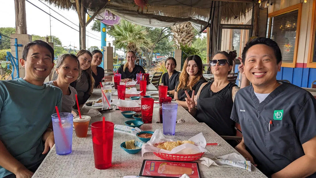 Team at outdoor restaurant